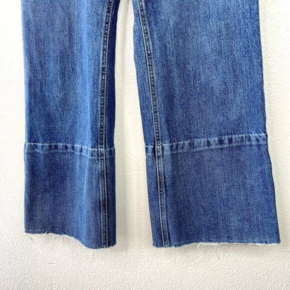 Free People Release Hem Wide Leg Denim Jeans Medium Wash High Waisted 28 - Picture 2 of 6